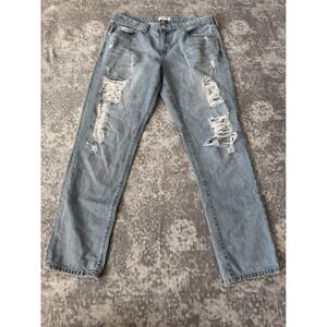 BIG STAR Distressed Light Wash Denim Jeans Boyfriend Fit Womens Size 27